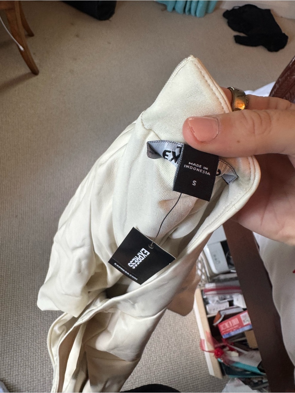 Express Cream Puff Sleeve Peplum Top - Picture 2 of 2